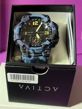 ACTIVA X INVICTA - Blue Camo. Silicone - Watch Strap - Black face ⌚️⌚️⌚️